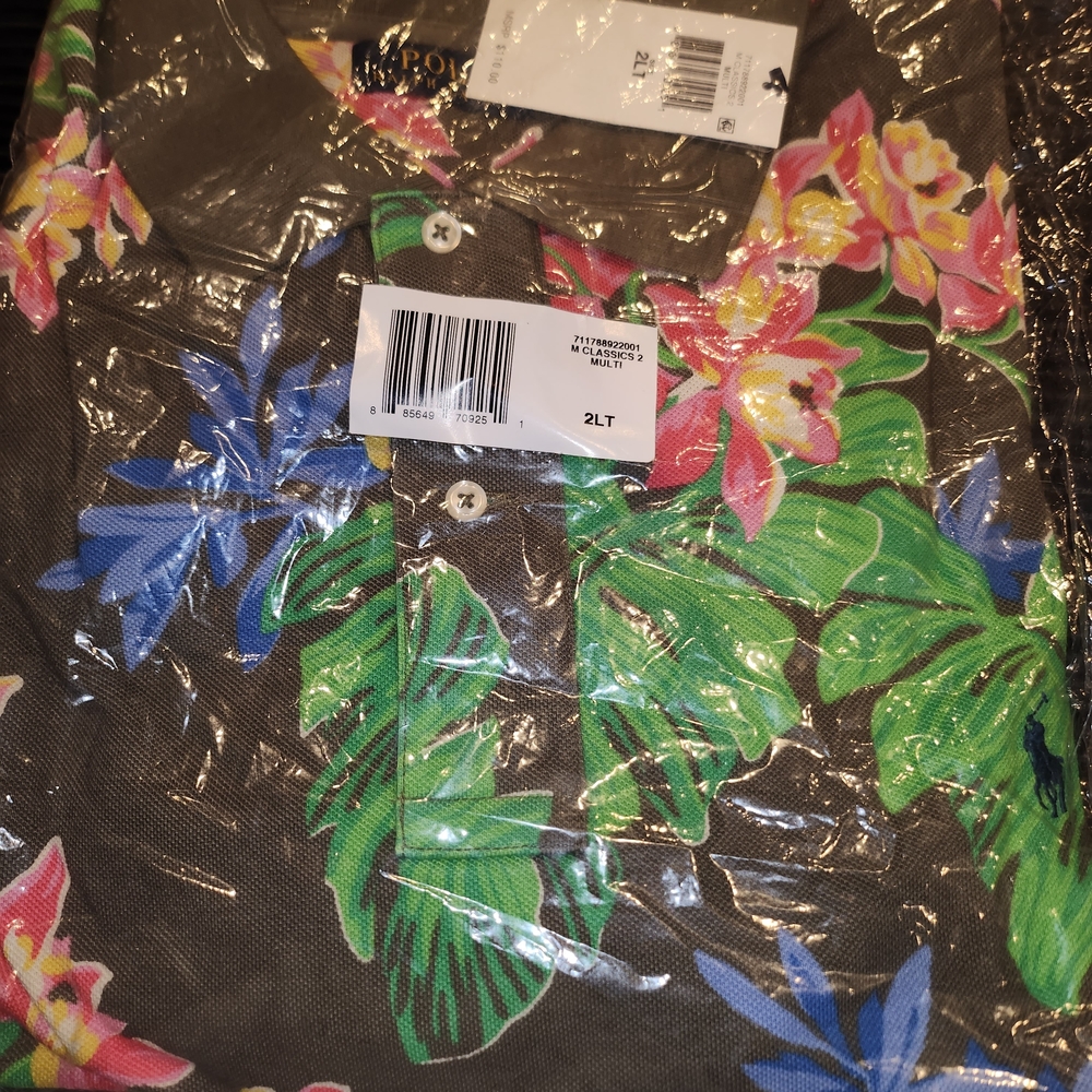 Classic Floral Polo in Brown with Pink & Green Accents